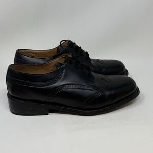 Hitchcock Windsor Dress Shoes Mens 7.5 5E Wide Black Leather Wingtip Derby